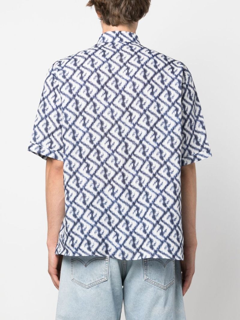 Blue Ff Print Linen Shirt