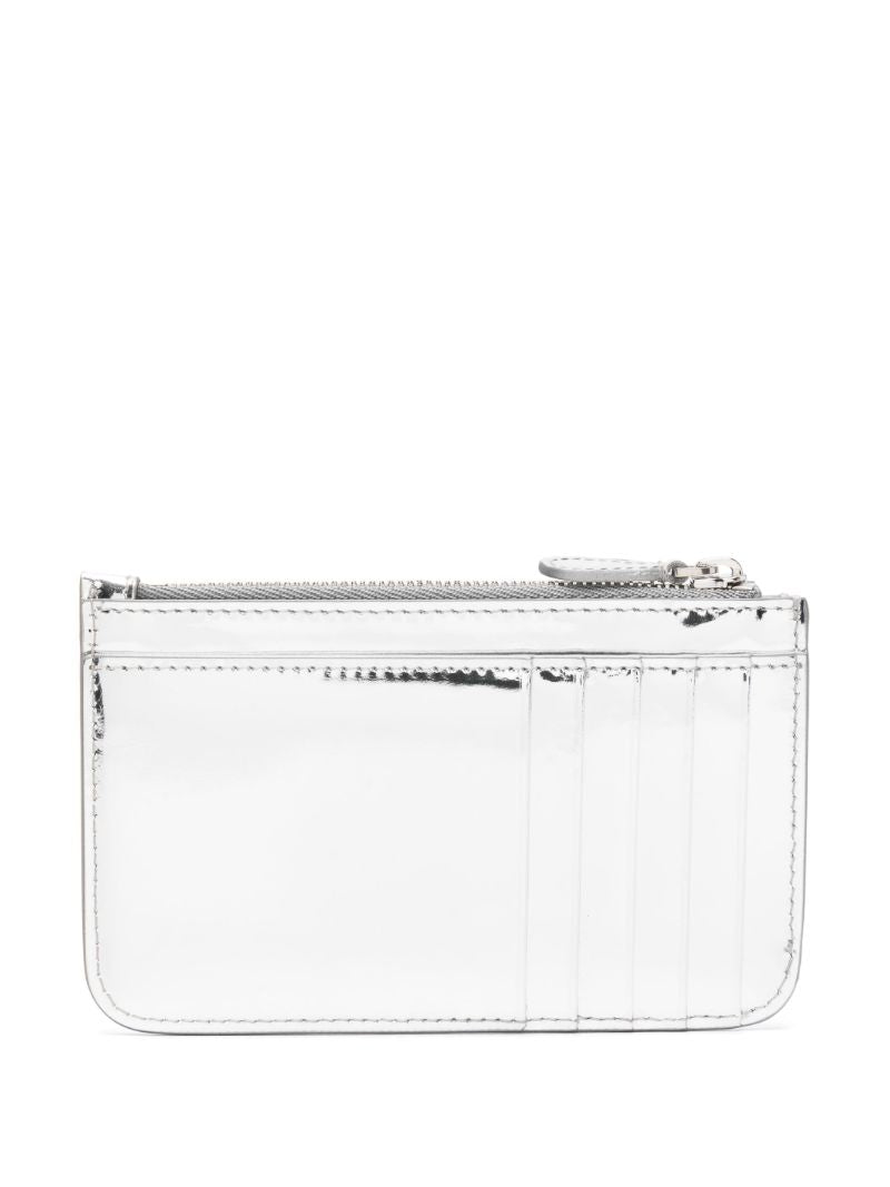 Silver-tone Logo-print Leather Cardholder