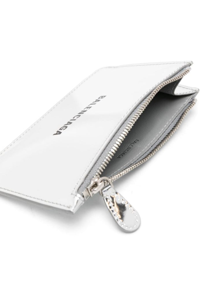 Silver-tone Logo-print Leather Cardholder