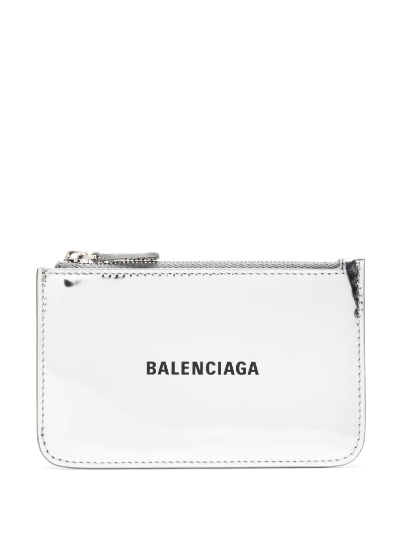 Silver-tone Logo-print Leather Cardholder