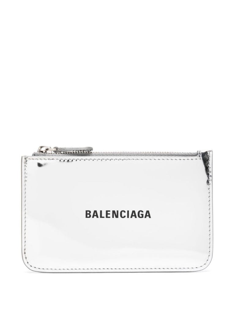 Silver-tone Logo-print Leather Cardholder