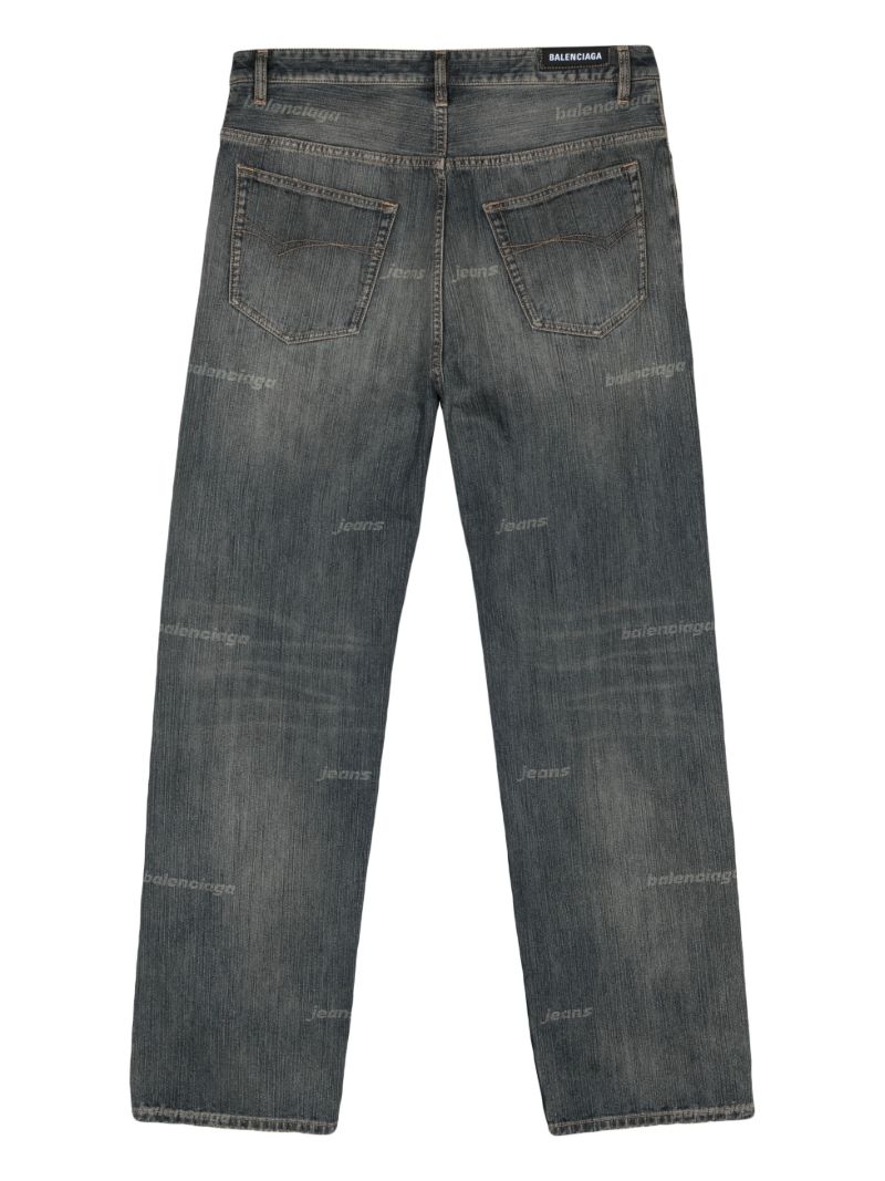 Blue Logo-print Stonewashed Jeans