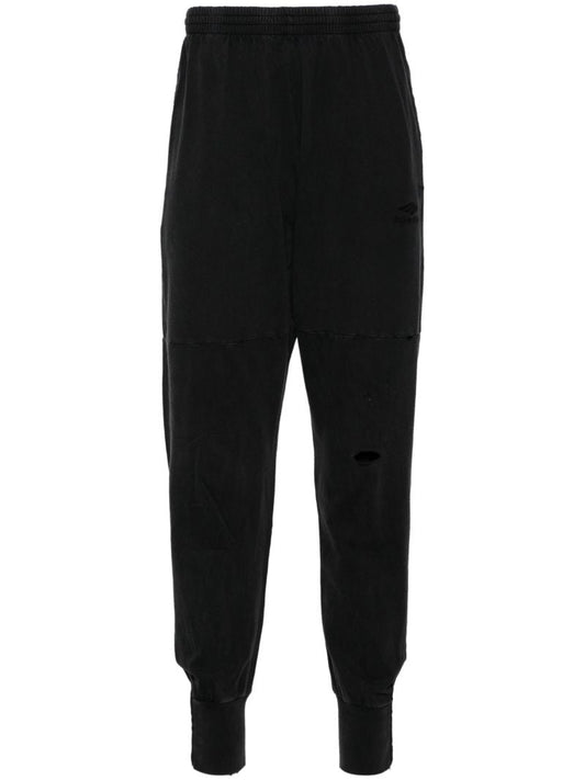 Black Cotton Track Pants