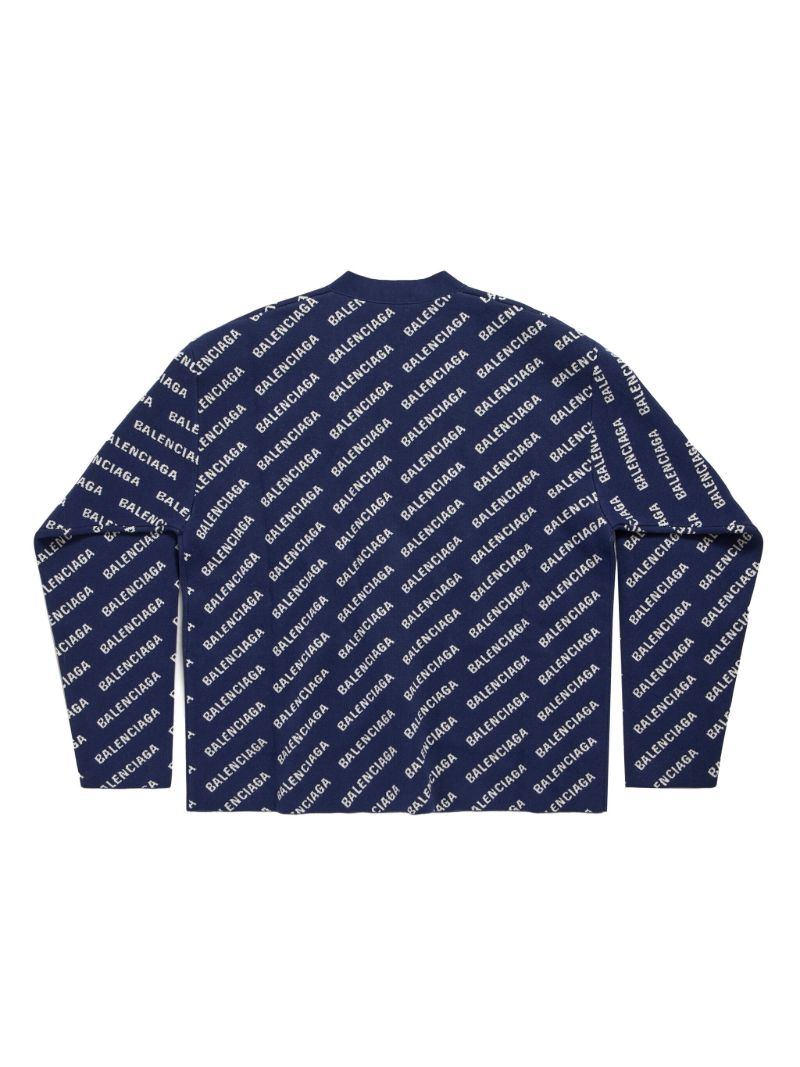 Blue Allover Logo-intarsia Cardigan