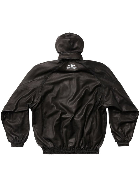 Black Logo-print Leather Jacket
