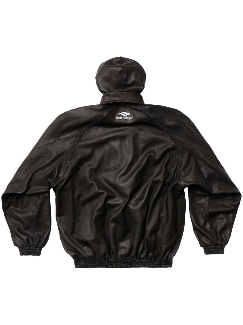 Black Logo-print Leather Jacket