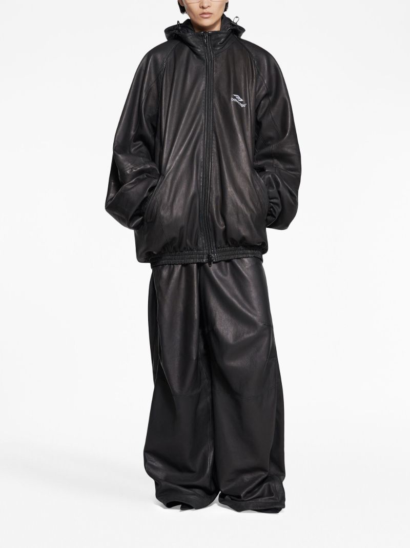 Black Logo-print Leather Jacket
