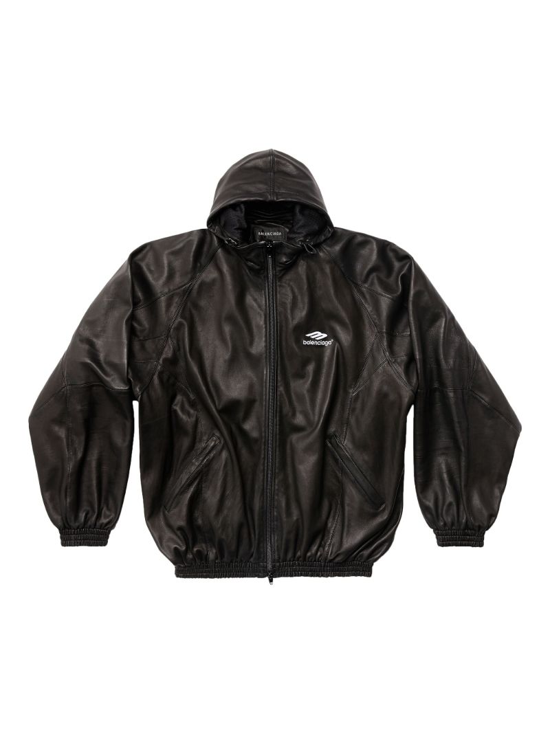 Black Logo-print Leather Jacket