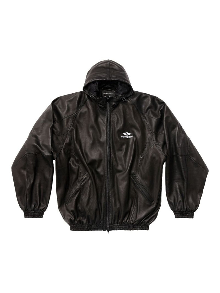 Black Logo-print Leather Jacket