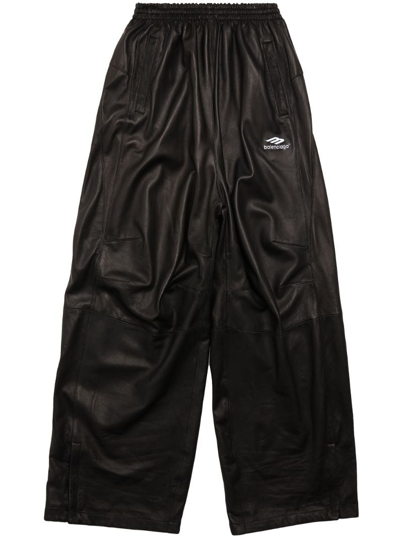 Black 3b Sports Icon Leather Track Pants
