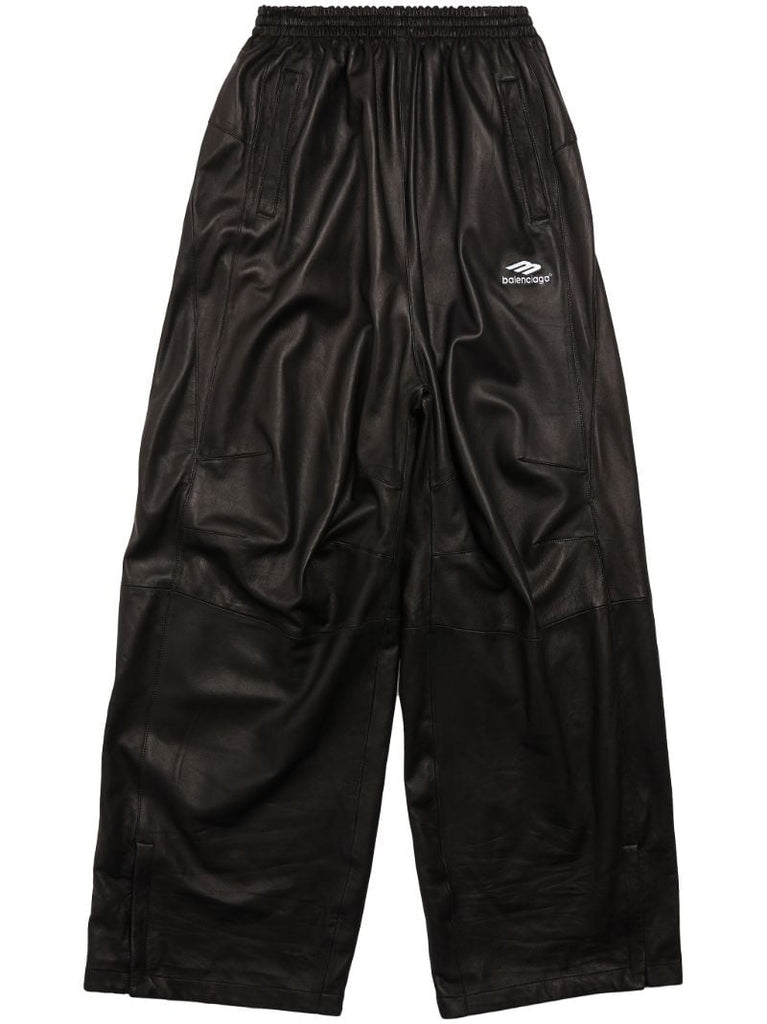 Black 3b Sports Icon Leather Track Pants