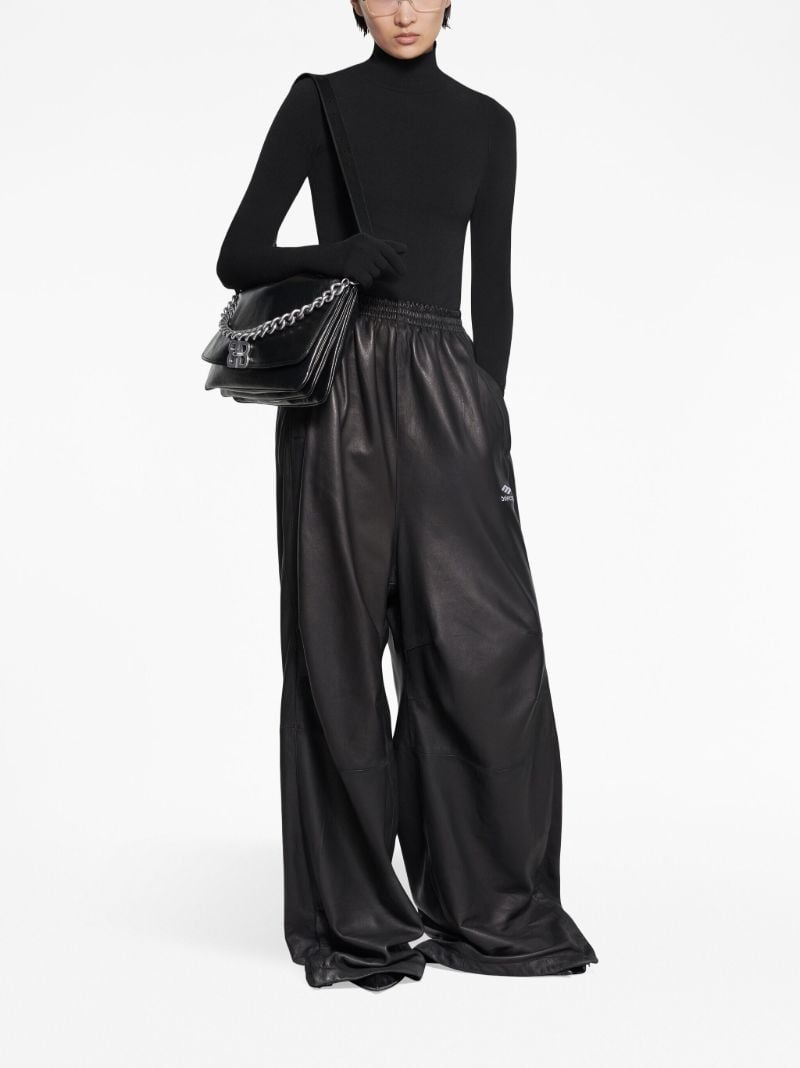 Black 3b Sports Icon Leather Track Pants