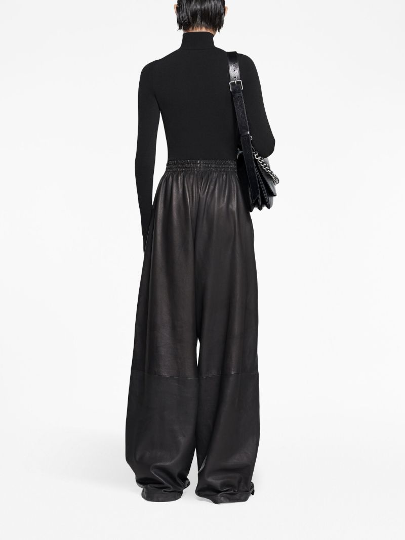 Black 3b Sports Icon Leather Track Pants