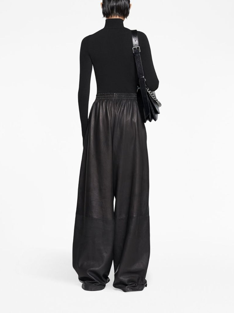 Black 3b Sports Icon Leather Track Pants