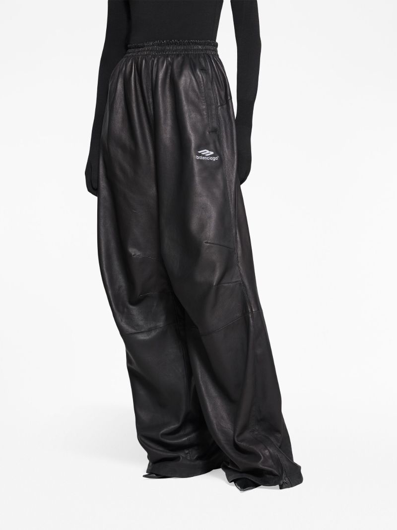 Black 3b Sports Icon Leather Track Pants