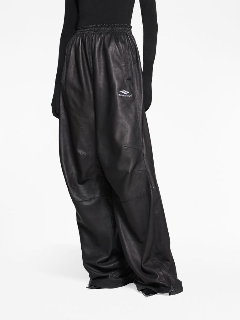 Black 3b Sports Icon Leather Track Pants