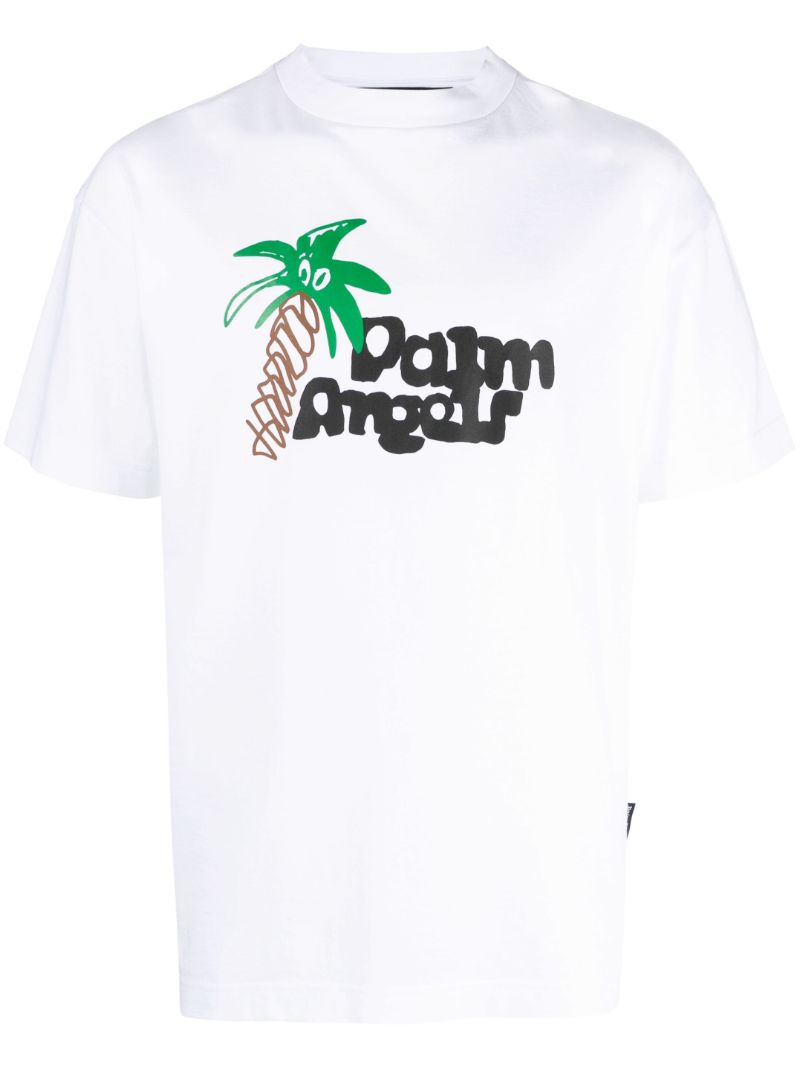 White Sketchy-print Cotton T-shirt