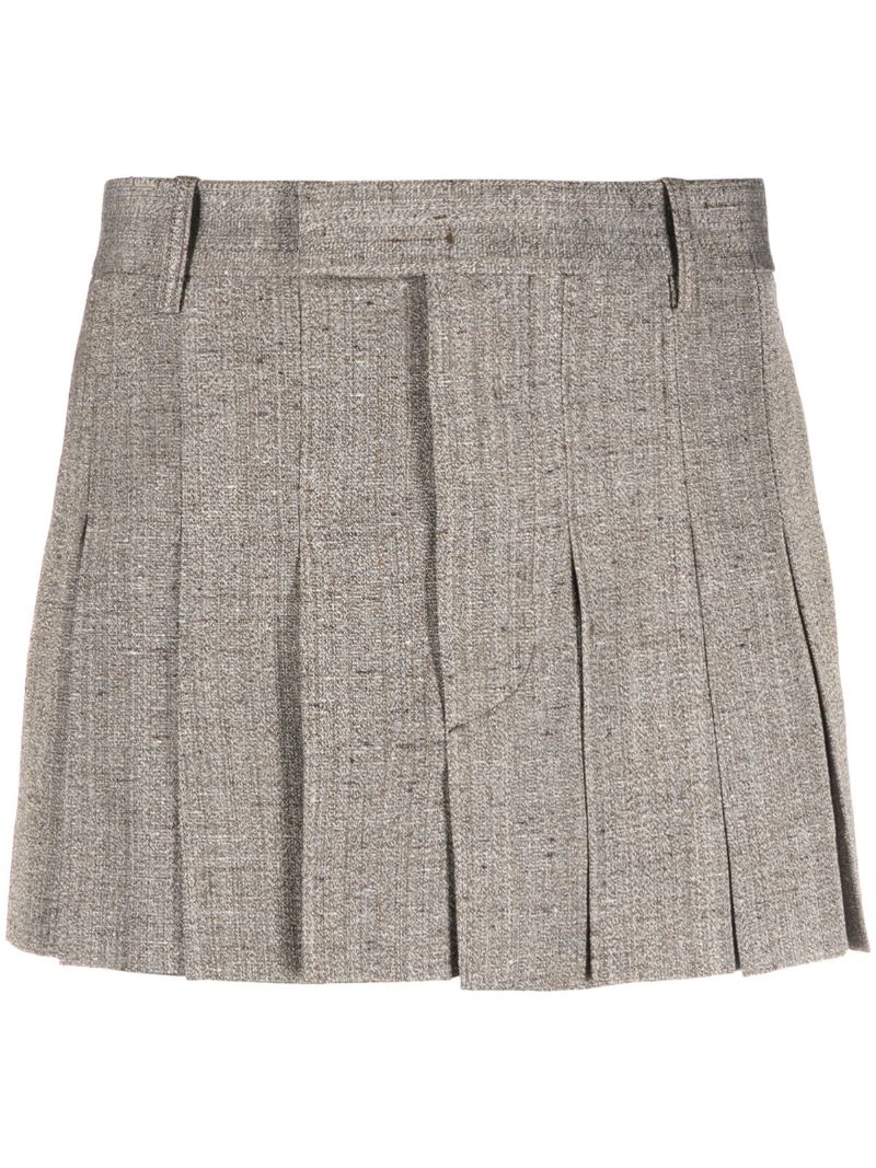 Brown Tailored Pleated Skirt