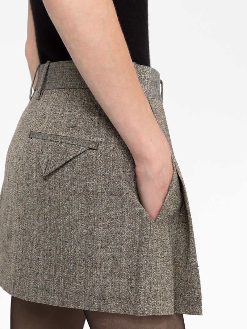Brown Tailored Pleated Skirt