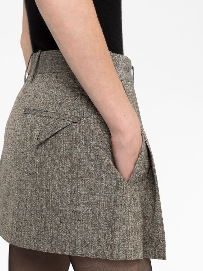 Brown Tailored Pleated Skirt