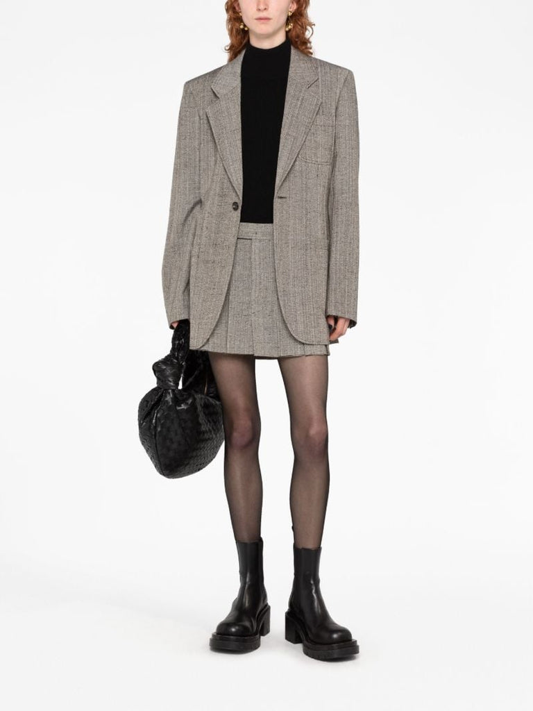 Brown Tailored Pleated Skirt