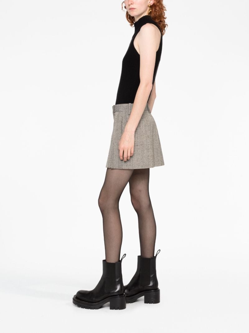 Brown Tailored Pleated Skirt