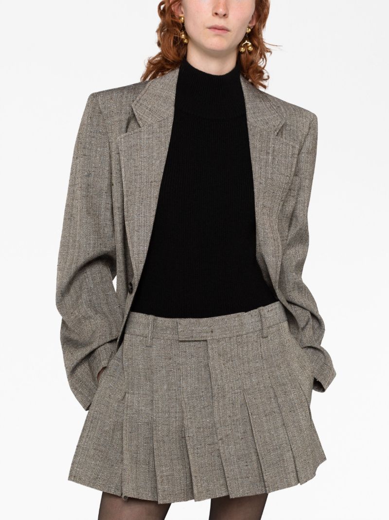 Brown Tailored Pleated Skirt