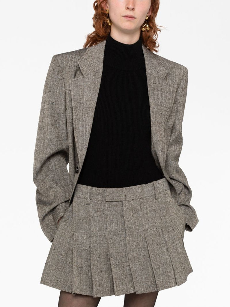 Brown Tailored Pleated Skirt