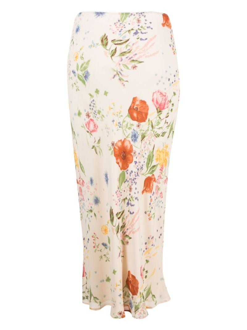 Neutral Layla Floral Print Midi Skirt