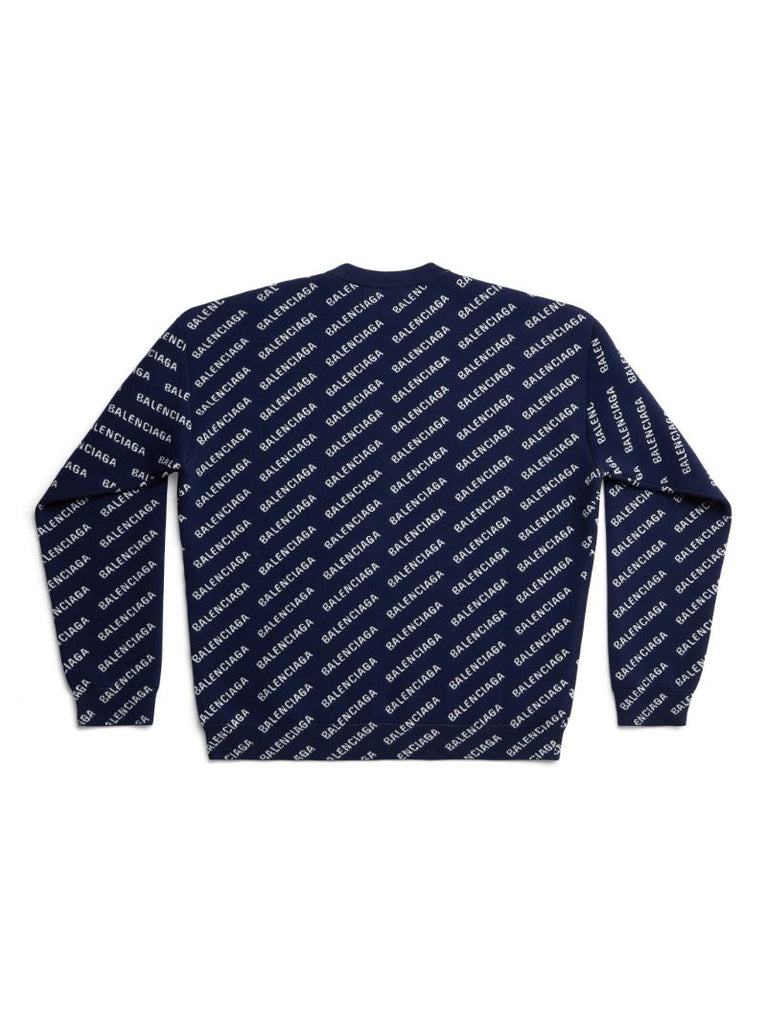 Blue Allover Logo-intarsia Sweater