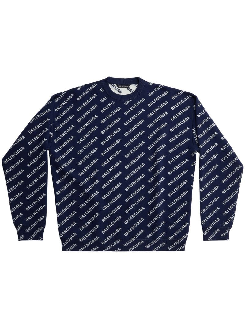 Blue Allover Logo-intarsia Sweater