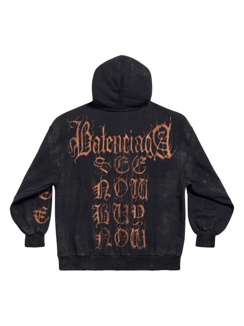 Black Heavy Metal Zip-up Cotton Hoodie
