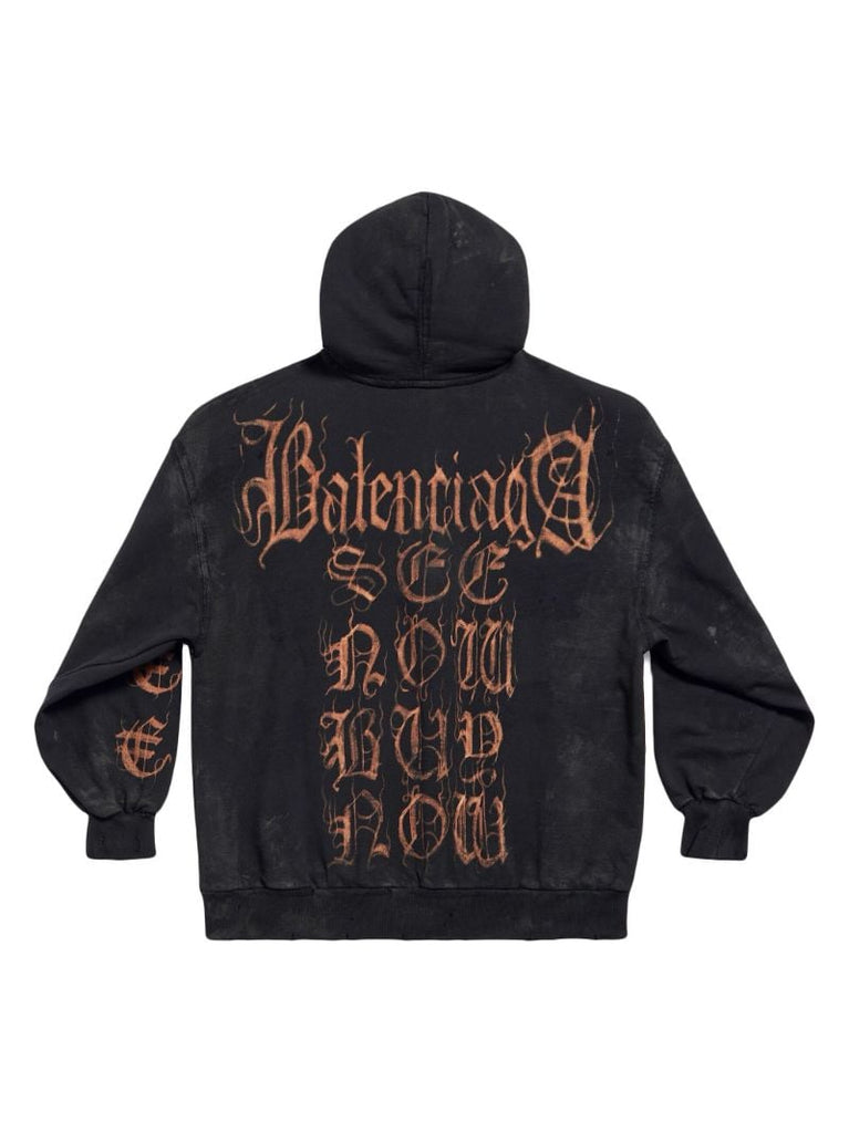 Black Heavy Metal Zip-up Cotton Hoodie