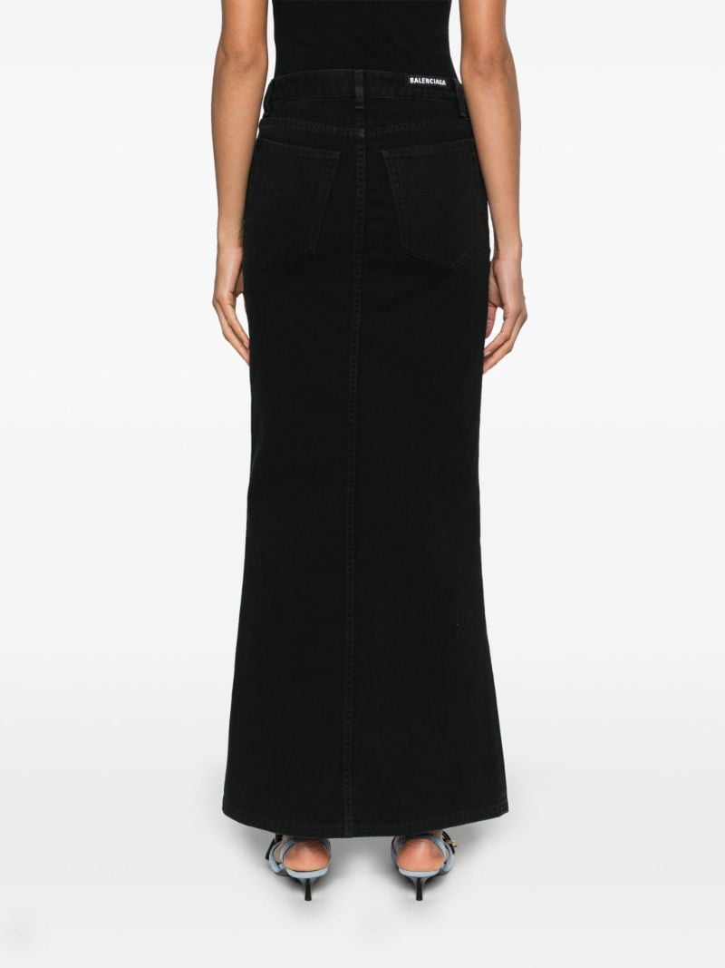 Black Logo-patch Denim Skirt