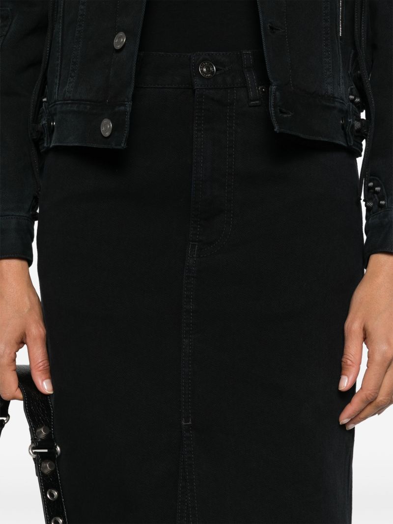 Black Logo-patch Denim Skirt