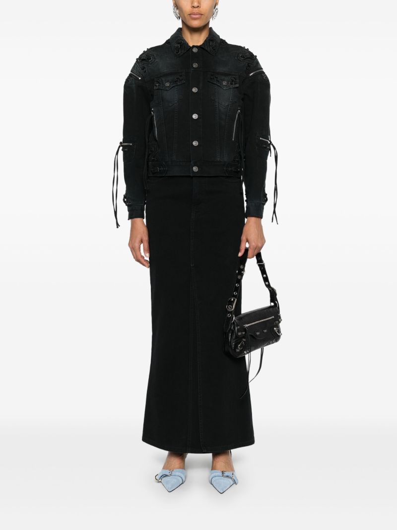 Black Logo-patch Denim Skirt