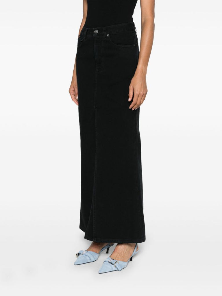 Black Logo-patch Denim Skirt