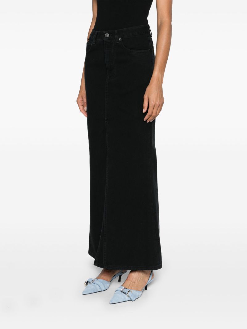 Black Logo-patch Denim Skirt