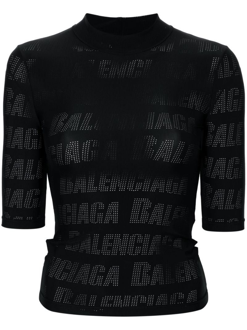 Black Perforated-logo T-shirt