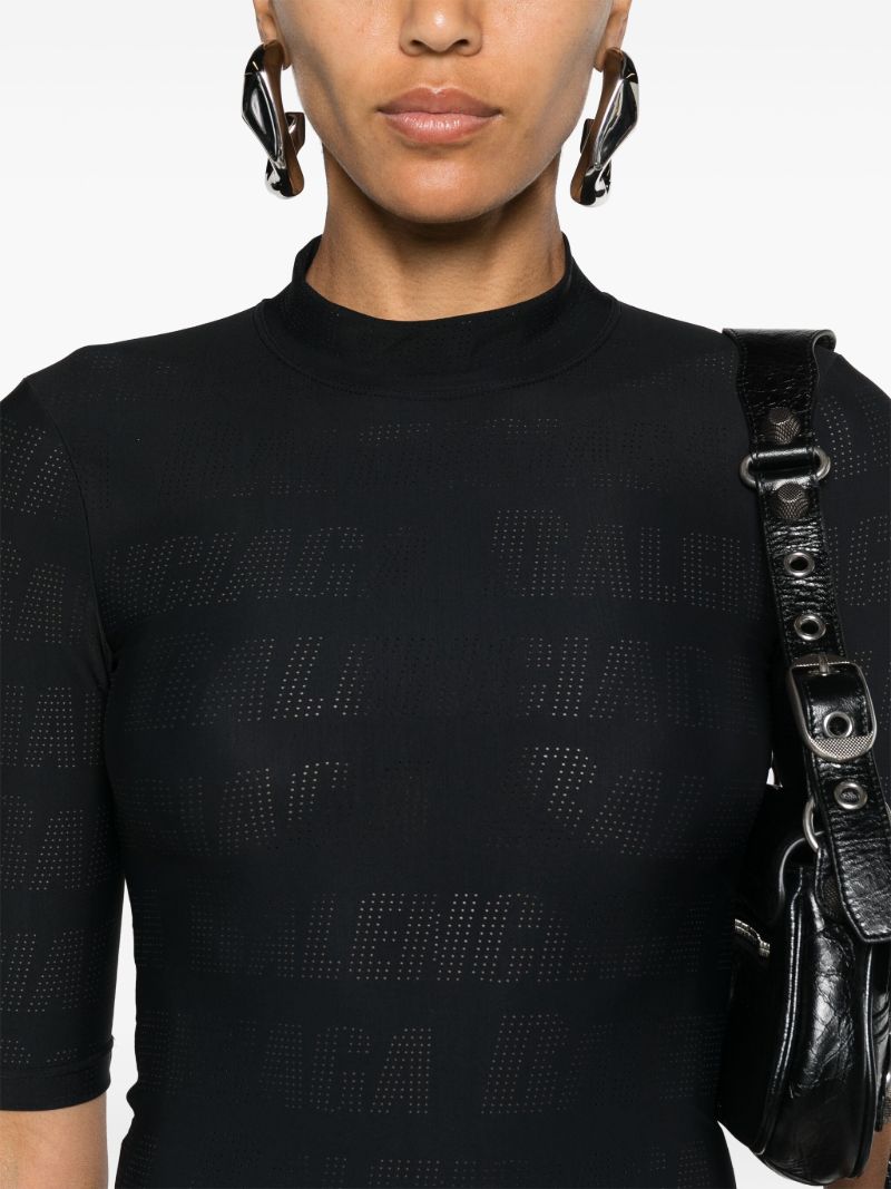 Black Perforated-logo T-shirt