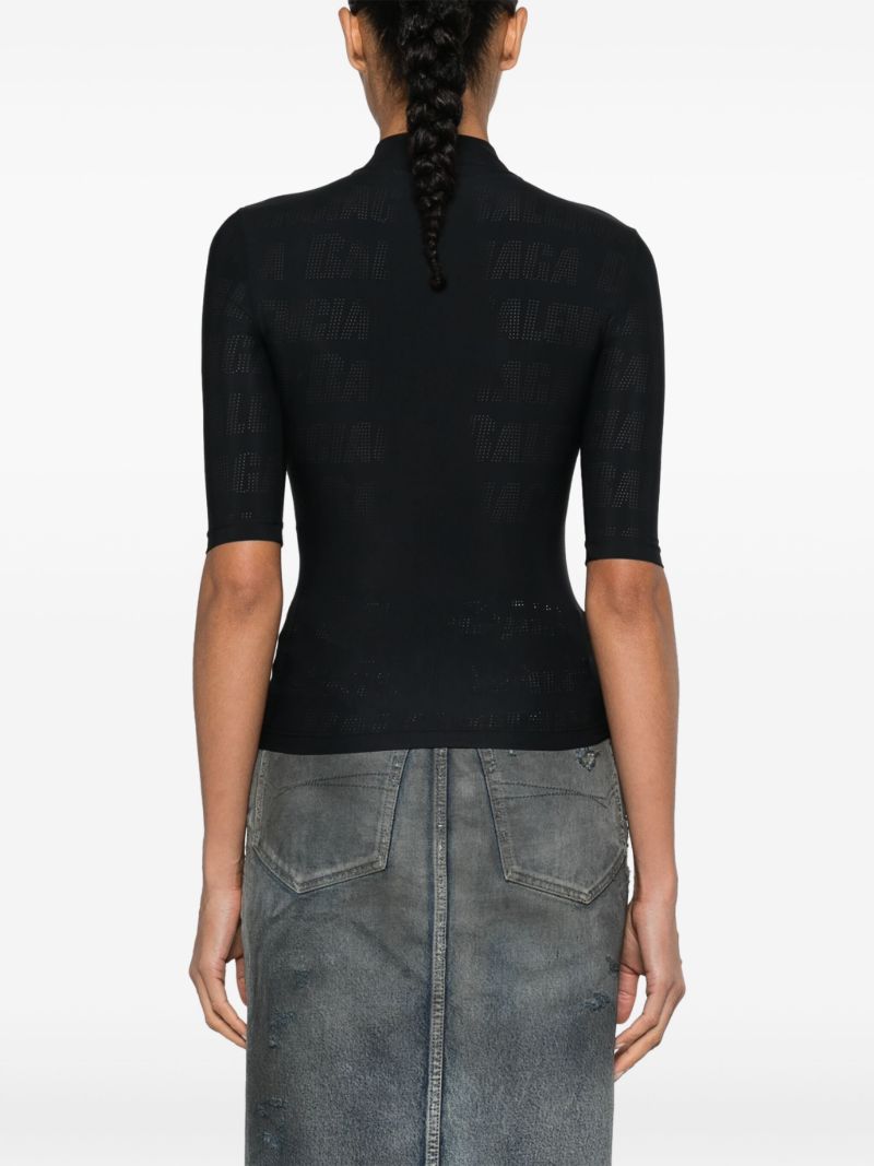 Black Perforated-logo T-shirt