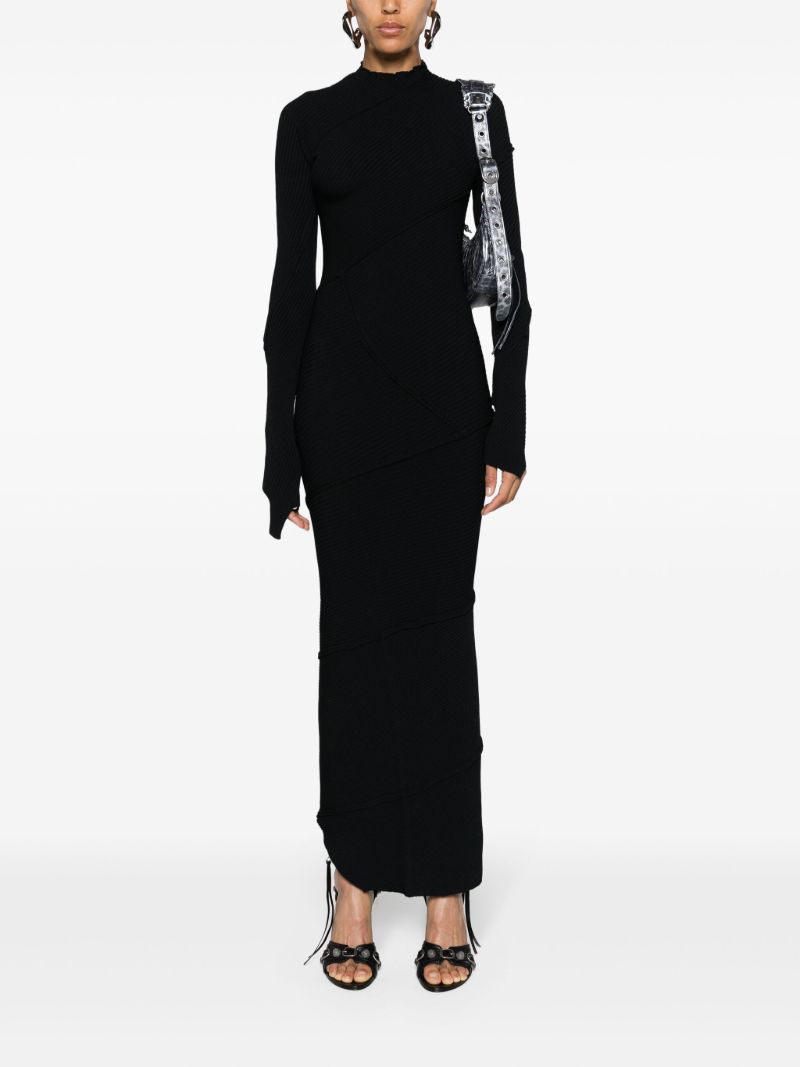 Black Spiral Ribbed Maxi Dress