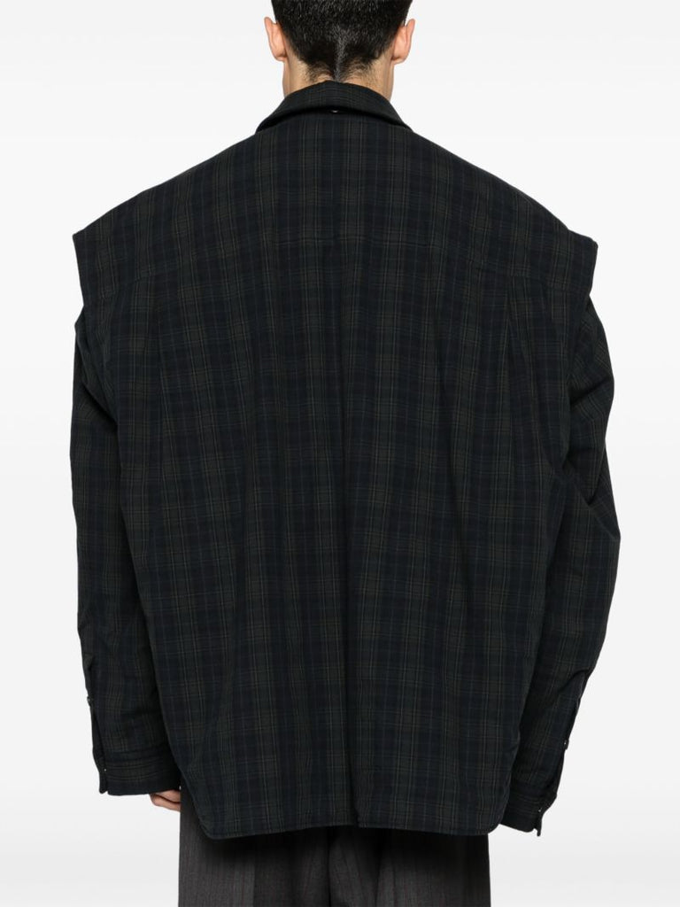 Grey Check-pattern Cotton Shirt