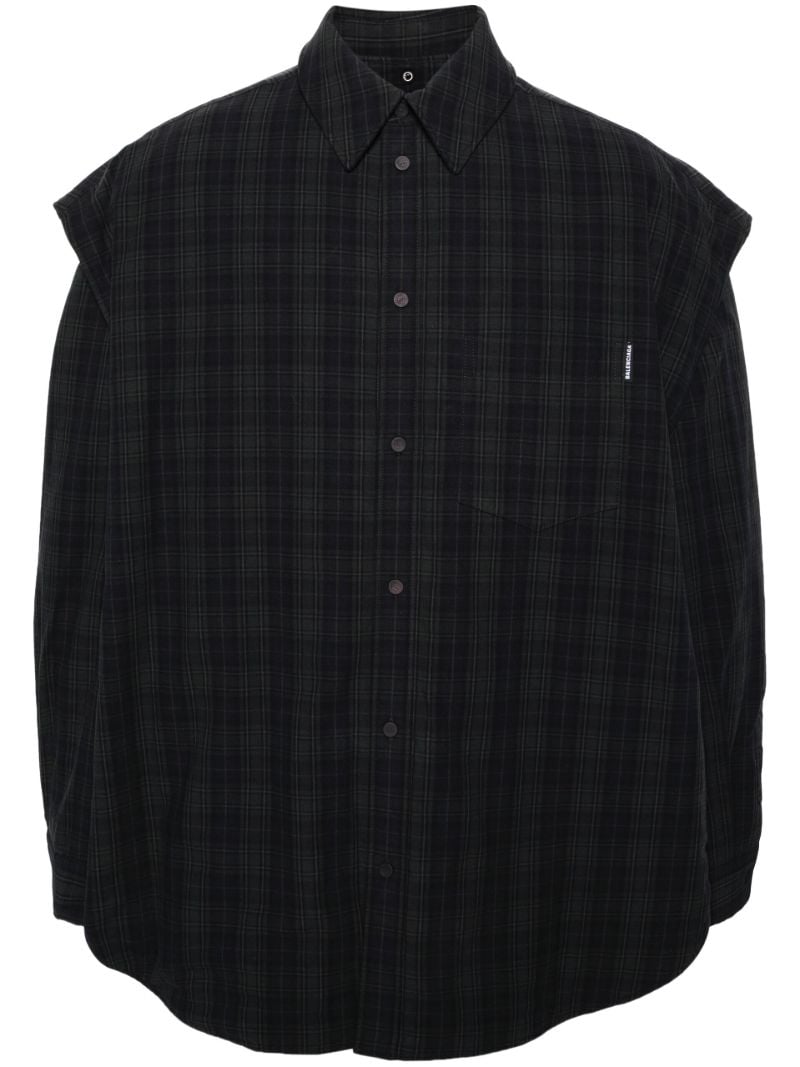 Grey Check-pattern Cotton Shirt