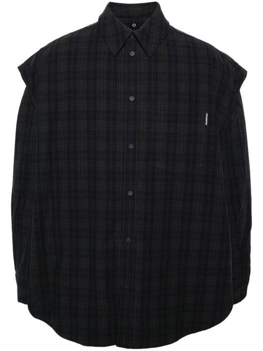 Grey Check-pattern Cotton Shirt