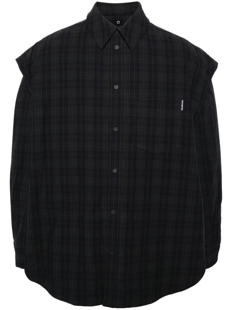 Grey Check-pattern Cotton Shirt