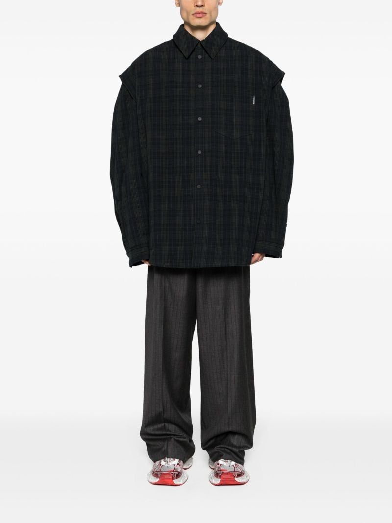 Grey Check-pattern Cotton Shirt