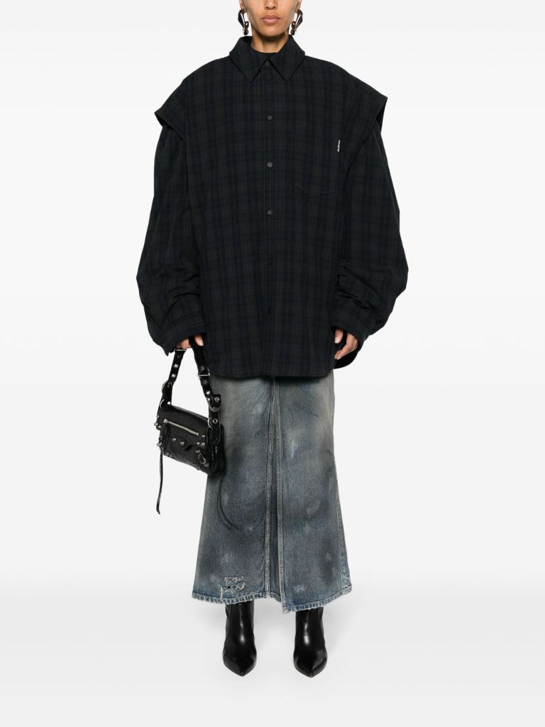 Grey Check-pattern Cotton Shirt