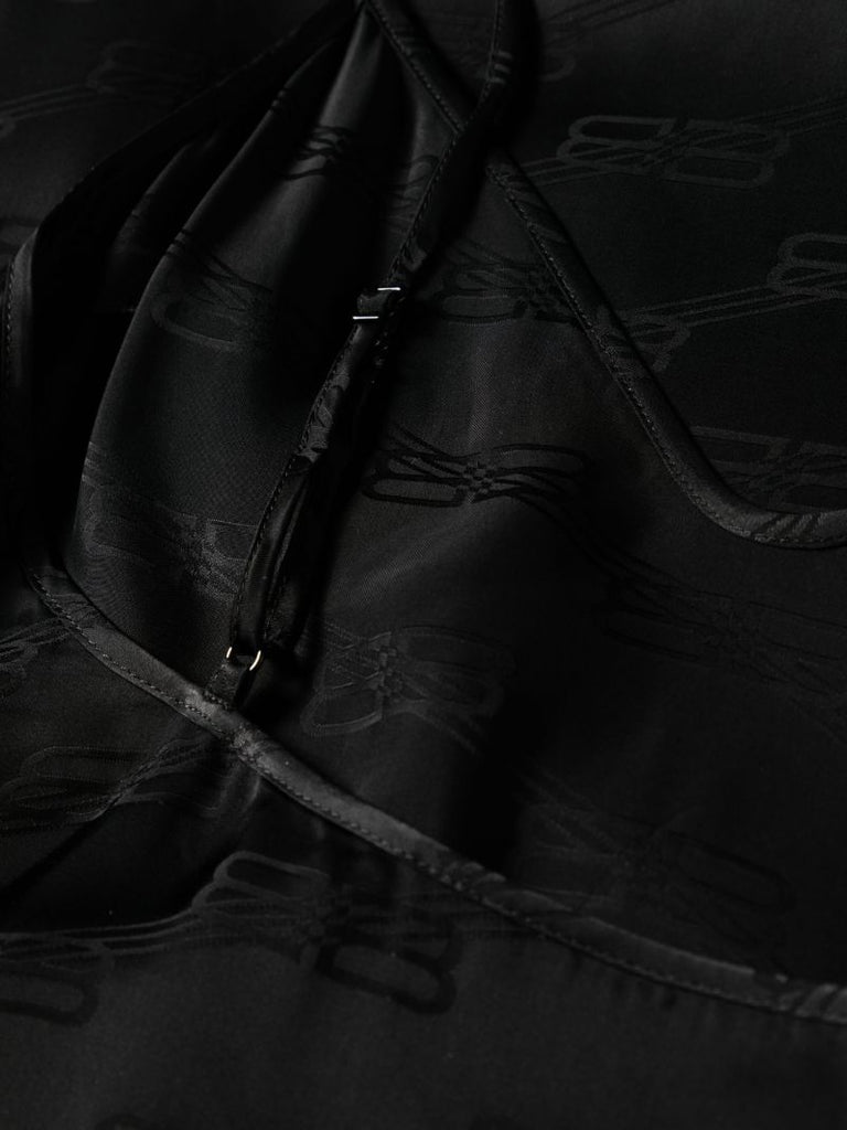 Black Bb Monogram Slip Dress