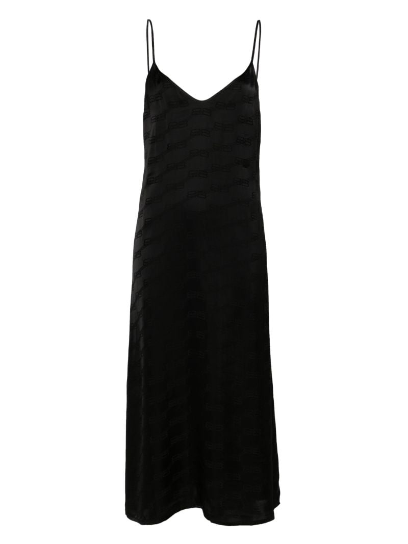 Black Bb Monogram Slip Dress